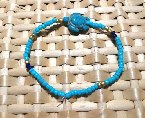 Blue golden glass seed bead - glass,