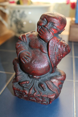 Laughing buddha red resin - red,
