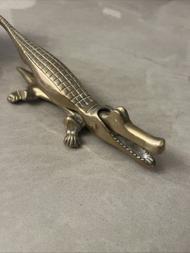 Vintage brass crocodile - brass,