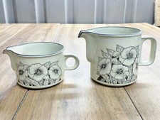 VINTAGE HORNSEA LANCASTER VITRAMIC MILK JUG AND CREAMER CORNROSE PATTERN