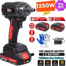 1000Nm 1/2" Cordless Electric Impact Wrench Drill Gun Ratchet Driver 2X Battery