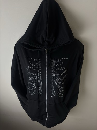 Rhinestone skeleton zip - rhinestone, up