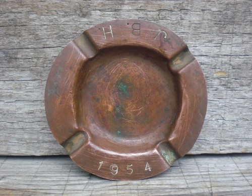 Vintage copper ashtray pub - vintage,