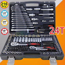 Professional 216 Pc Socket & Bit Set 1/4 3/8 1/2" Drive Ratchet Wrench Tool Kits