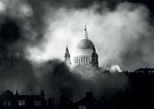 St Pauls Cathedral during WWII BW POSTER