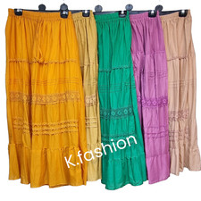 Cotton Skirt Maxi Embroidered Lace Gypsy Boho Casual Festival 10 12 14 16 18 20