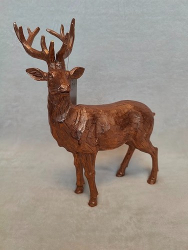 Large golden stag ornament - golden,