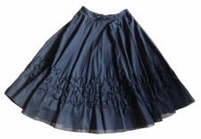 50's Vintage Rockabilly Swing Circle Black Taffeta/Chiffon Sequin Skirt S: 10-12
