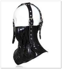 Patent Leather Neck Corset Collar Head Harness Steel Bone Back Lacing Posture