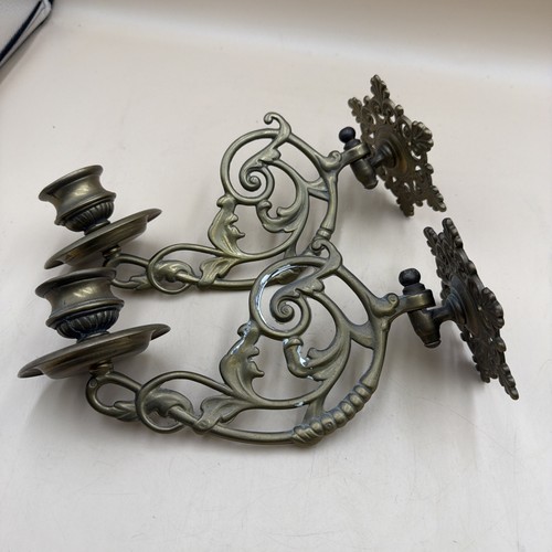 Pair antique brass piano - brass,