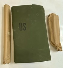 US Military OD Shelter Half Pup Tent 1 Man Cover Canvas Tarp Vintage With Parts
