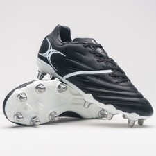 Gilbert Rugby Boots - Sidestep X20 Power 8 Stud - Black White Sz: 8 - Ex Display