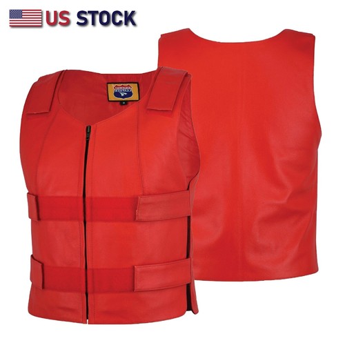 Red leather vest women - leather,