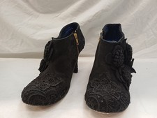 Irregular Choice Cheeky Moose Black Lace Zip Boots UK 8