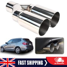 Inlet 2.5'' Outer 3" Twin Straight Cut Exhaust Tailpipe Tip Stainless Steel MO#