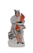 Decorative Staffordshire Figure Large Scottish Piper & Dog 41 cm Tall Rare V.G.C