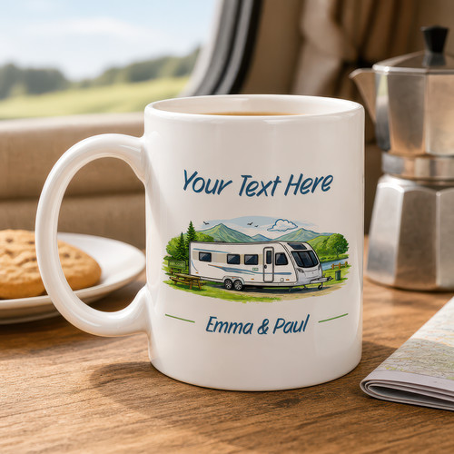 Personalised caravan mug with - caravan,