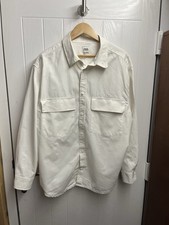 Mens Zara White Cotton / Hemp Long Sleeve Shirt L Pit To Pit 25” Thick Material