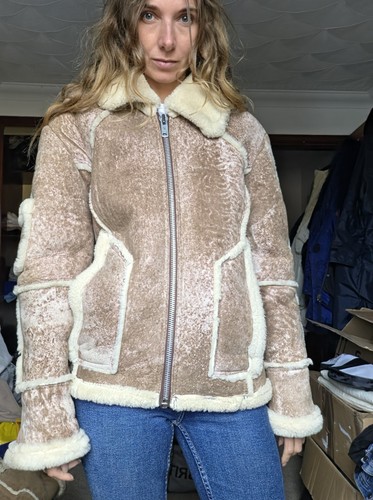 Sheepskin coat sherpa bomber - coat,
