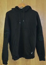 Franklin Marshall Black On Black Embroidered Arm Badges Hoodie - Large L