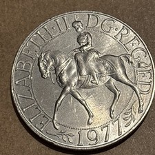 (RARE) 1977 Queen Elizabeth II Silver Jubilee Commemorative Crown Coin DG.REG FD