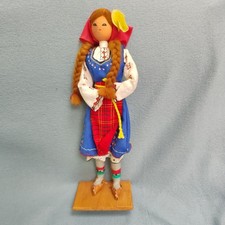 Vintage Wooden Polish Folk Dance Doll on stand souvenir unmarked collectable
