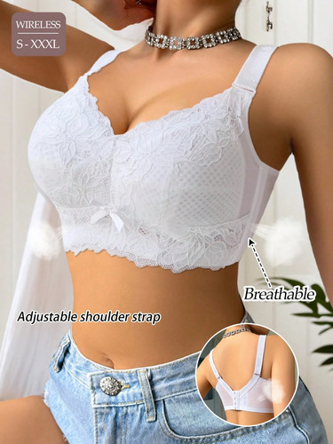 Elegant white lace bra for