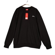 Slazenger Sweatshirt Mens XL Black Crewneck Fleece Inner Embroidered Logo New