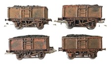 4X HEAVILY WEATHERED N GAUGE LIMA ROLLING STOCK COAL ORE WAGONS WITH LOADS