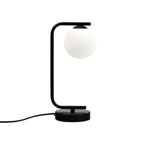 Modern black table - table, lamp