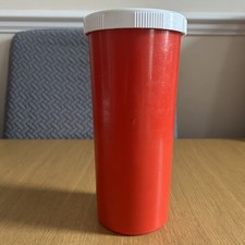 Stewart England Red Plastic Cylinder Container With Screw On Lid 21x9.5cm