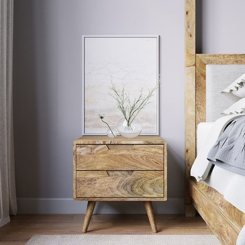 Retro light mango wood - wood, bedside