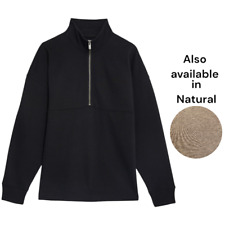 Mens M&S OVERSIZED Funnel Neck Half Zip Sweatshirt Black Beige Sizes S to 3XL