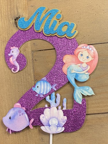 Mermaid themed cake topper - cake,