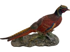 Colourful Pheasant Figurine Handcrafted Ceramic Ornament 7 Inches Long