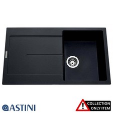 Astini Quadro Compact 1.0 Bowl Granite Black Reversible Kitchen Sink & Waste
