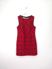 Hobbs Dress Size 14 Moon Tweed Wool Sleeveless Red Plaid Tartan Verity Pinafore