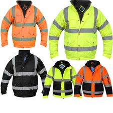 HI VIZ VIS VISIBILITY REFLECTIVE SECURITY WORK CONTRACTOR BOMBER JACKETS