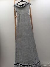 Vintage 1970s Metallic Silver Lurex Crochet Dress Long with bag OOAK (imperfect)