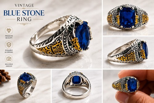 Mens blue stone - blue, signet
