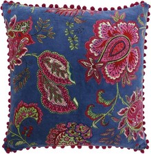 Riva Paoletti Malisa Square Cushion Cover - Smoke Blue - Paisley Indian Print -