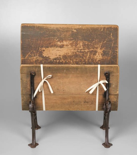 Wood iron school desk with - , a
