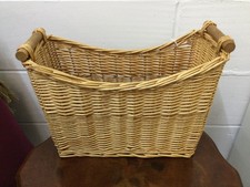 Rectangle Woven Wicker Magazine Rack with Wooden Handles