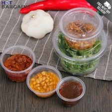 Disposable Sauce Pots with Lids HD Reusable Plastic Deli Pots 2oz and 4oz UK