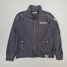 L ALPINA Mens Tracksuit Jacket Black XL Full Zip Sweatshirt