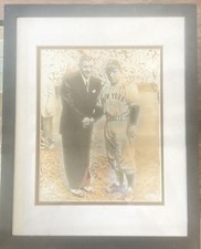Yogi Berra Signed Babe Ruth photo Framed Yankees Silvertoned 12x15