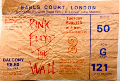 Pink floyd the wall ticket - pink,
