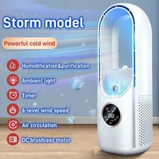 6-Speed Portable Air Timer Air Conditioner Cooler USB Leafless Electric Fan New