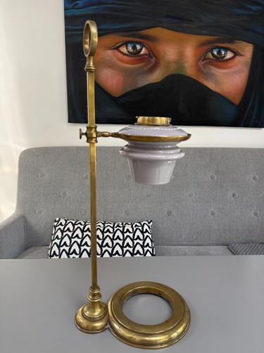Antique brass student oil lamp - student,
