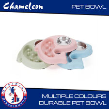 Twin Dog Food Bowl Puppy Cat Wet & Dry Slow Feeding with Water Bowl 39.5 x 4cm